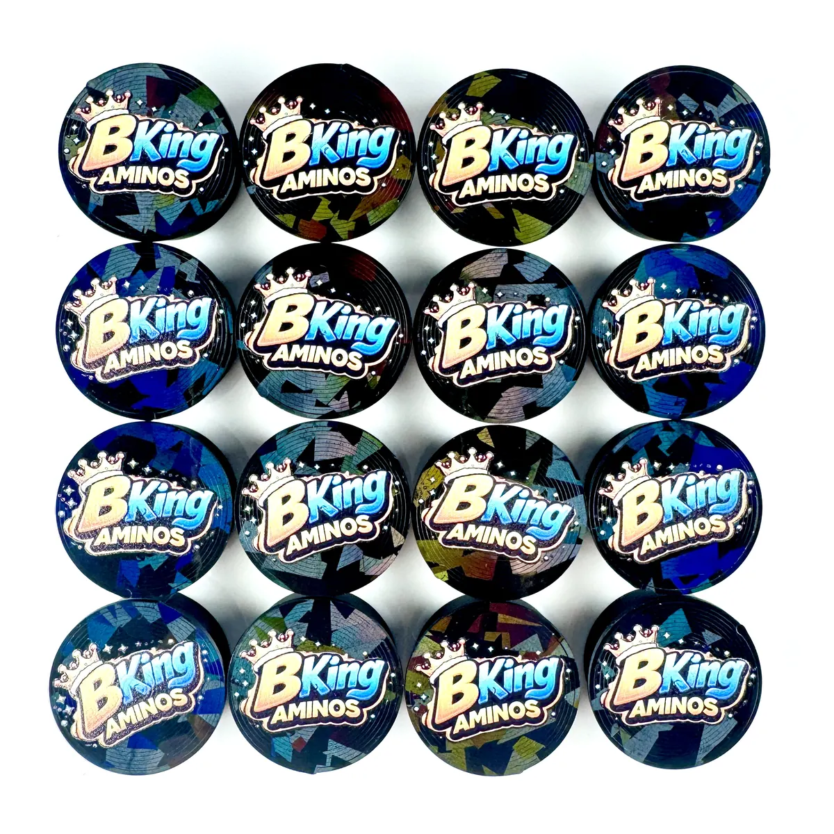 Navy camo B King Aminos logo caps